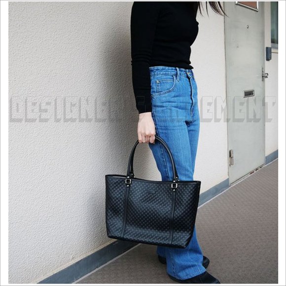 GUCCI black MICRO GUCCISSIMA leather magnetic snap top TOTE 449647 shoulder bag - Picture 7 of 8